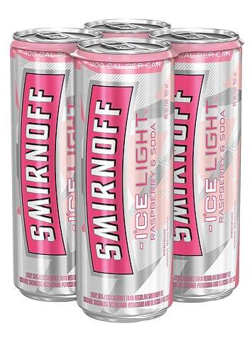 smirnoff ice light raspberry & soda 355 ml - 4 cans high river liquor delivery